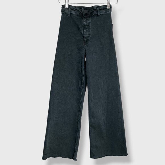 Zara Denim - Zara Jeans Marine Straight Jeans Size 0‎ Women Wide Leg Raw Hem Faded High Rise